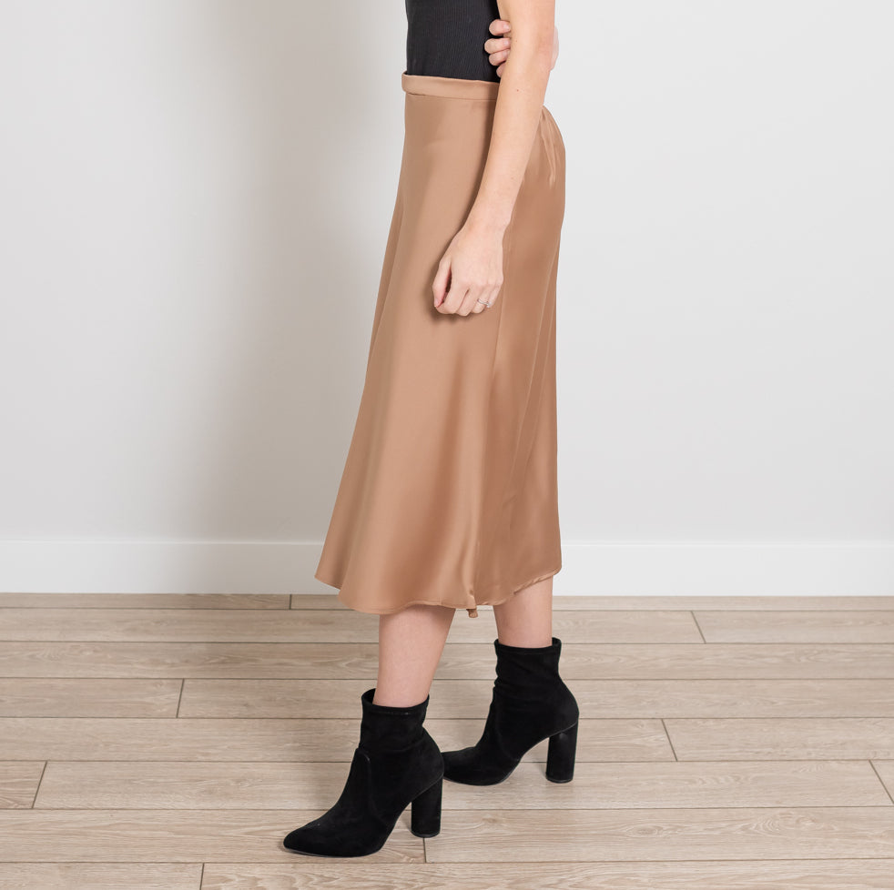 Side Zip Midi Silk Skirt - Katherine Jean