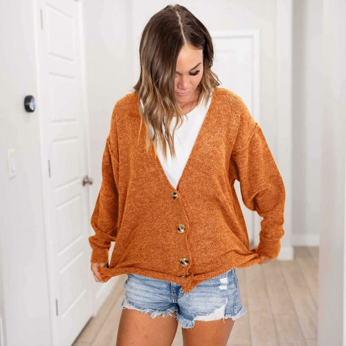 Melange Button Down Cardigan - Katherine Jean
