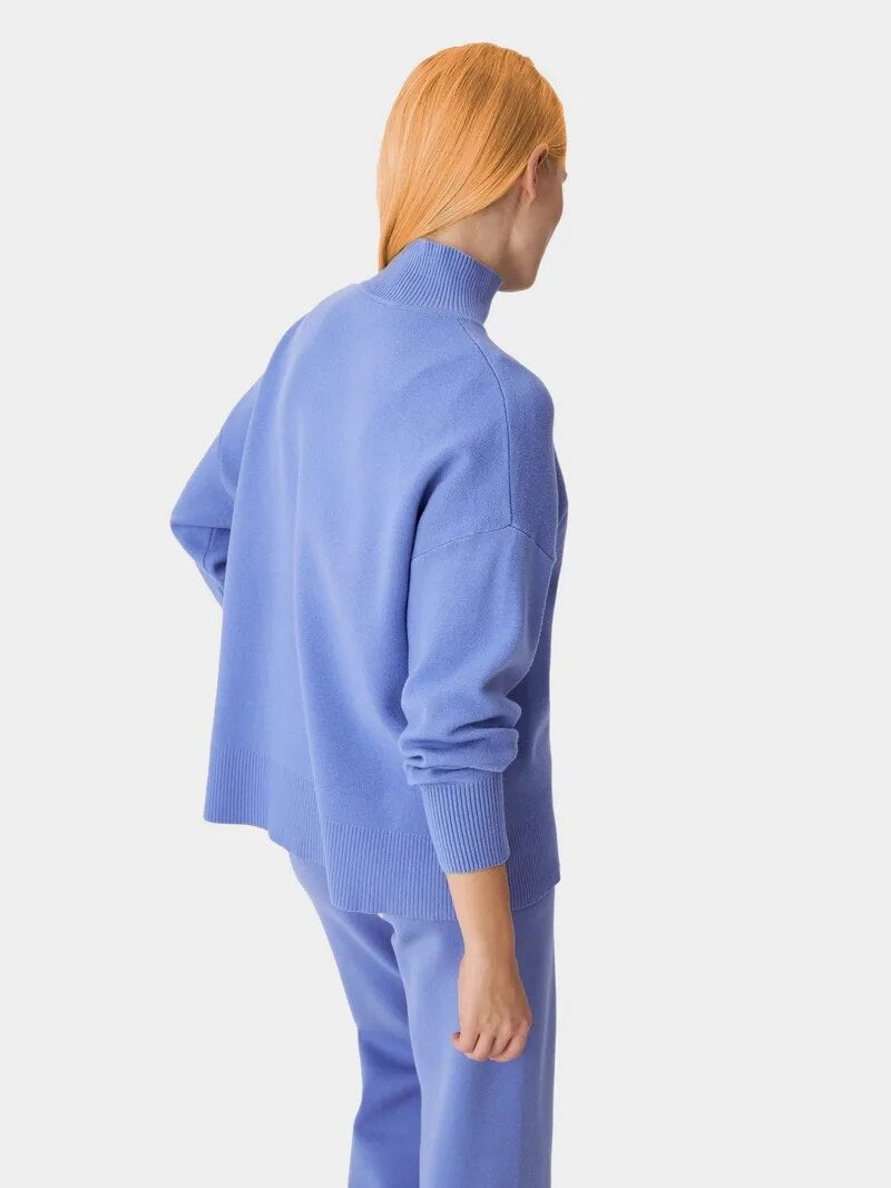 Blue Soft Knit Turtleneck Sweater - Katherine Jean