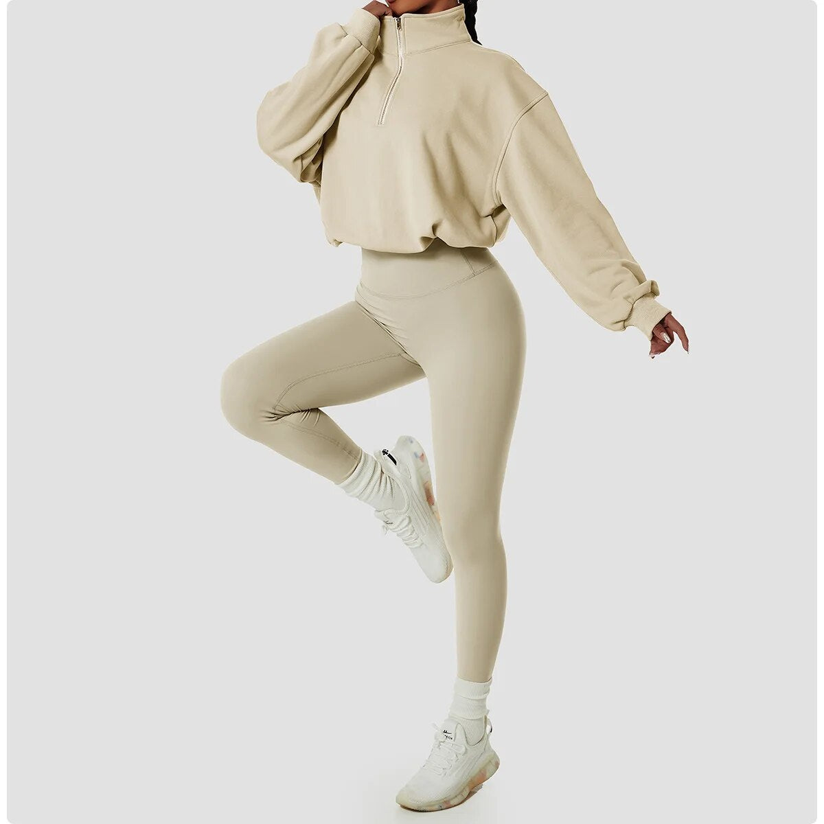 Apricot Half Zip Crop Sweater - Katherine Jean