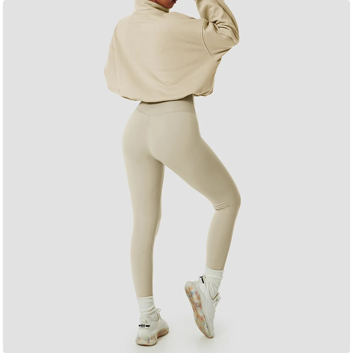 Apricot Half Zip Crop Sweater - Katherine Jean