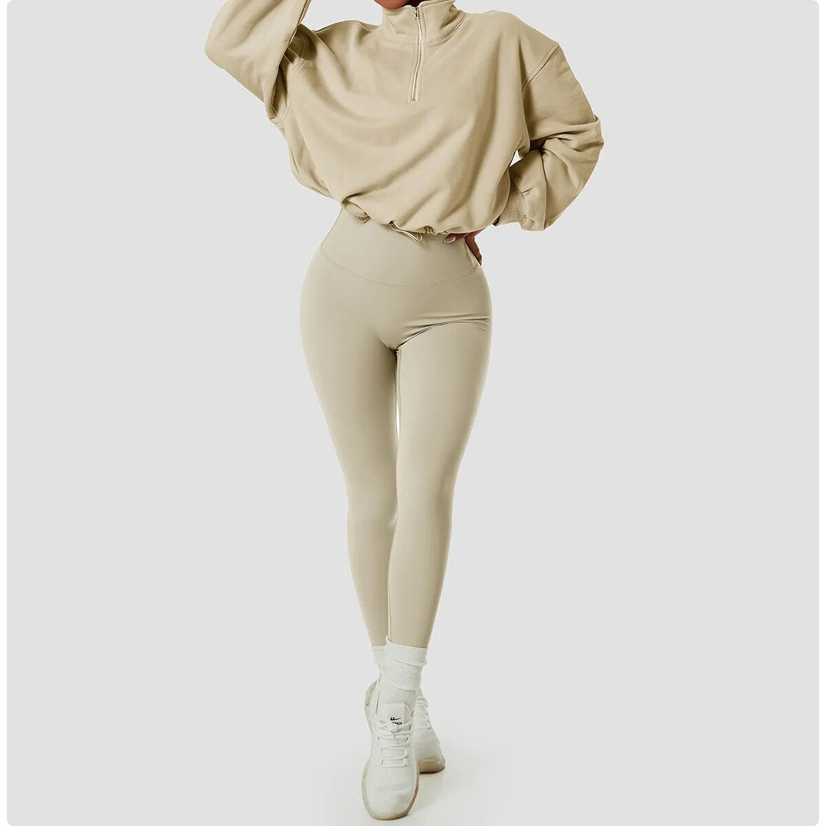 Apricot Half Zip Crop Sweater - Katherine Jean