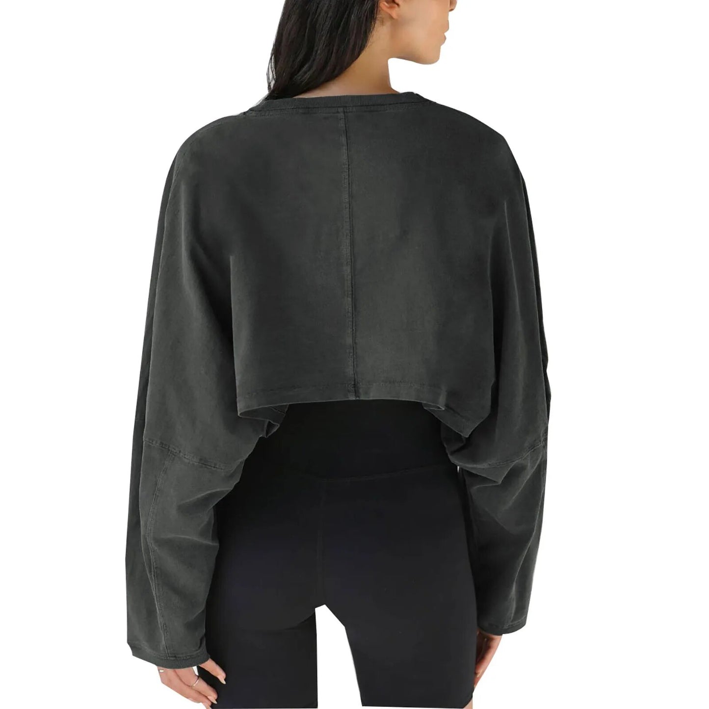 Dark Grey Crewneck Cropped Sweatshirt - Katherine Jean