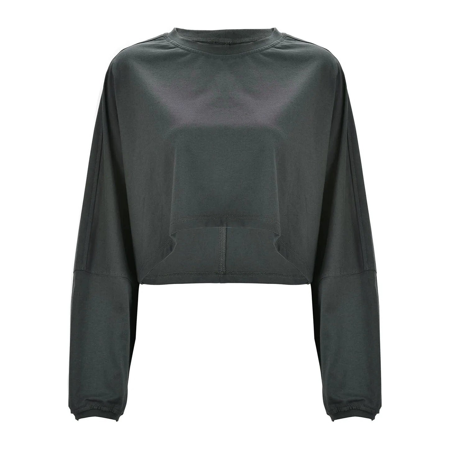 Dark Grey Crewneck Cropped Sweatshirt - Katherine Jean