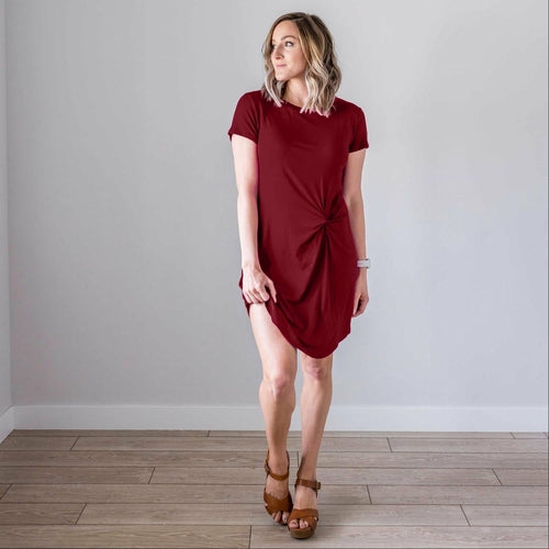Front Knot Short Sleeve Dress - Katherine Jean