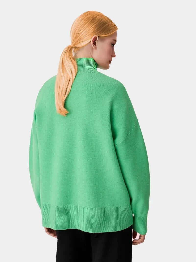 Green Soft Knit Turtleneck Sweater - Katherine Jean