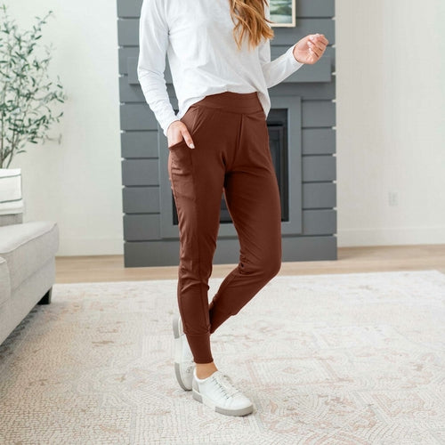 Solid Slim Joggers Sweat Pants Pockets - Katherine Jean