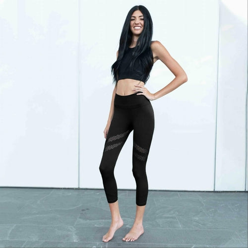 Active Vented Mesh Design Capri Fitness Leggings Musa - Katherine Jean