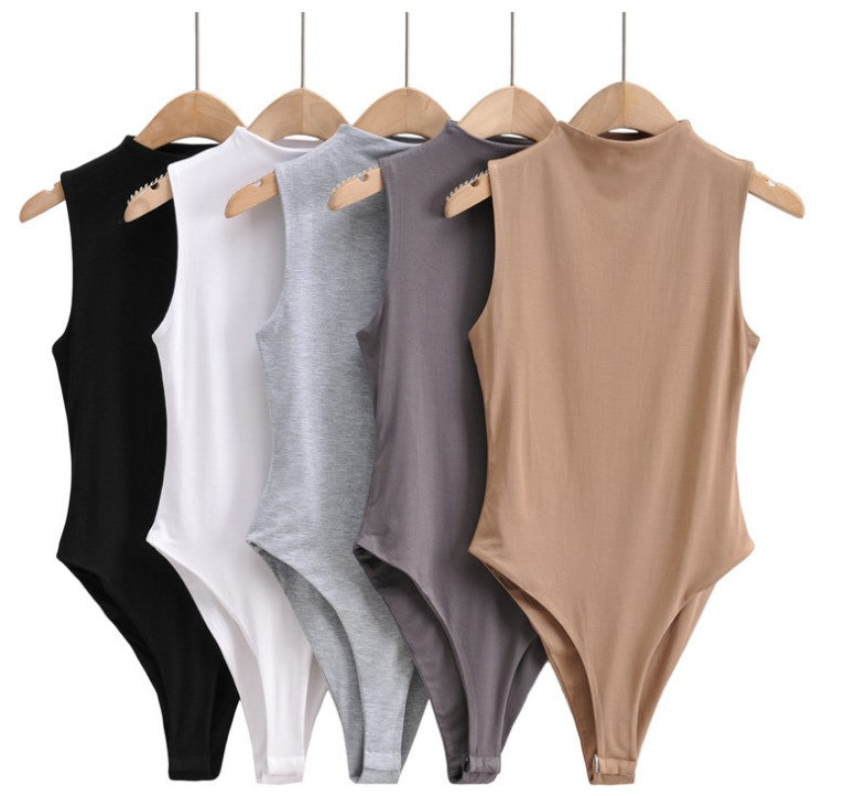 White Woolen Mock Neck Bodysuit - Katherine Jean