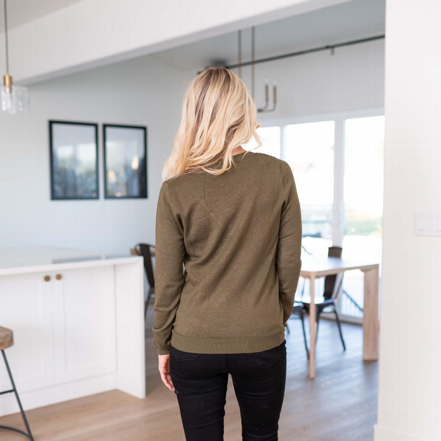 Long Sleeve V-neck Fine-gauge Sweater - Katherine Jean