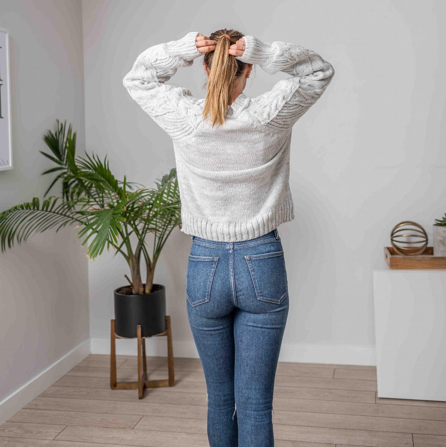 Cable Knit Balloon Sleeve Sweater - Katherine Jean