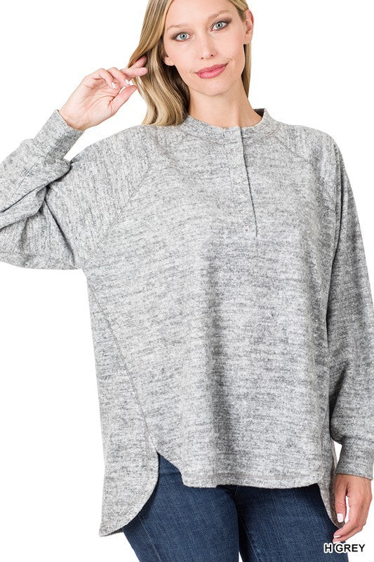 Brushed Melange Raglan Sleeve Sweater - Katherine Jean
