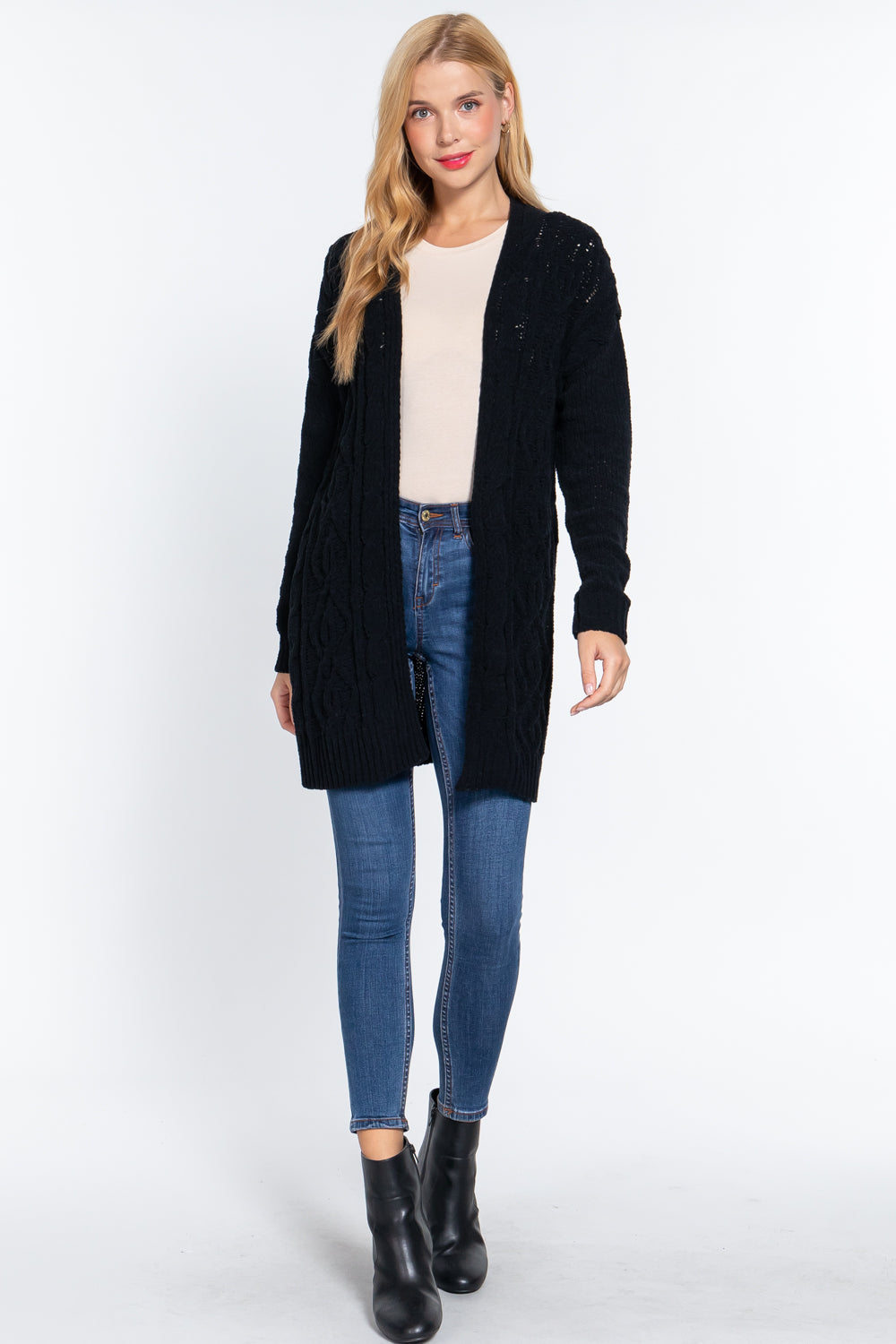 Black Chenille Sweater Cardigan - Katherine Jean