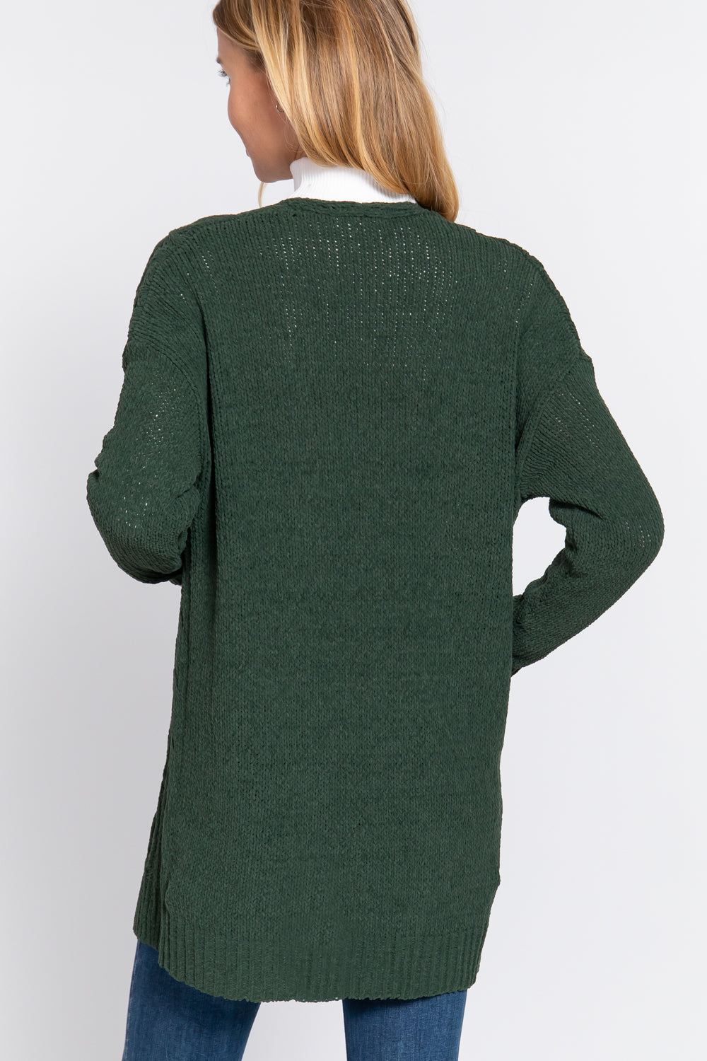 Gloomy Green Chenille Sweater Cardigan - Katherine Jean