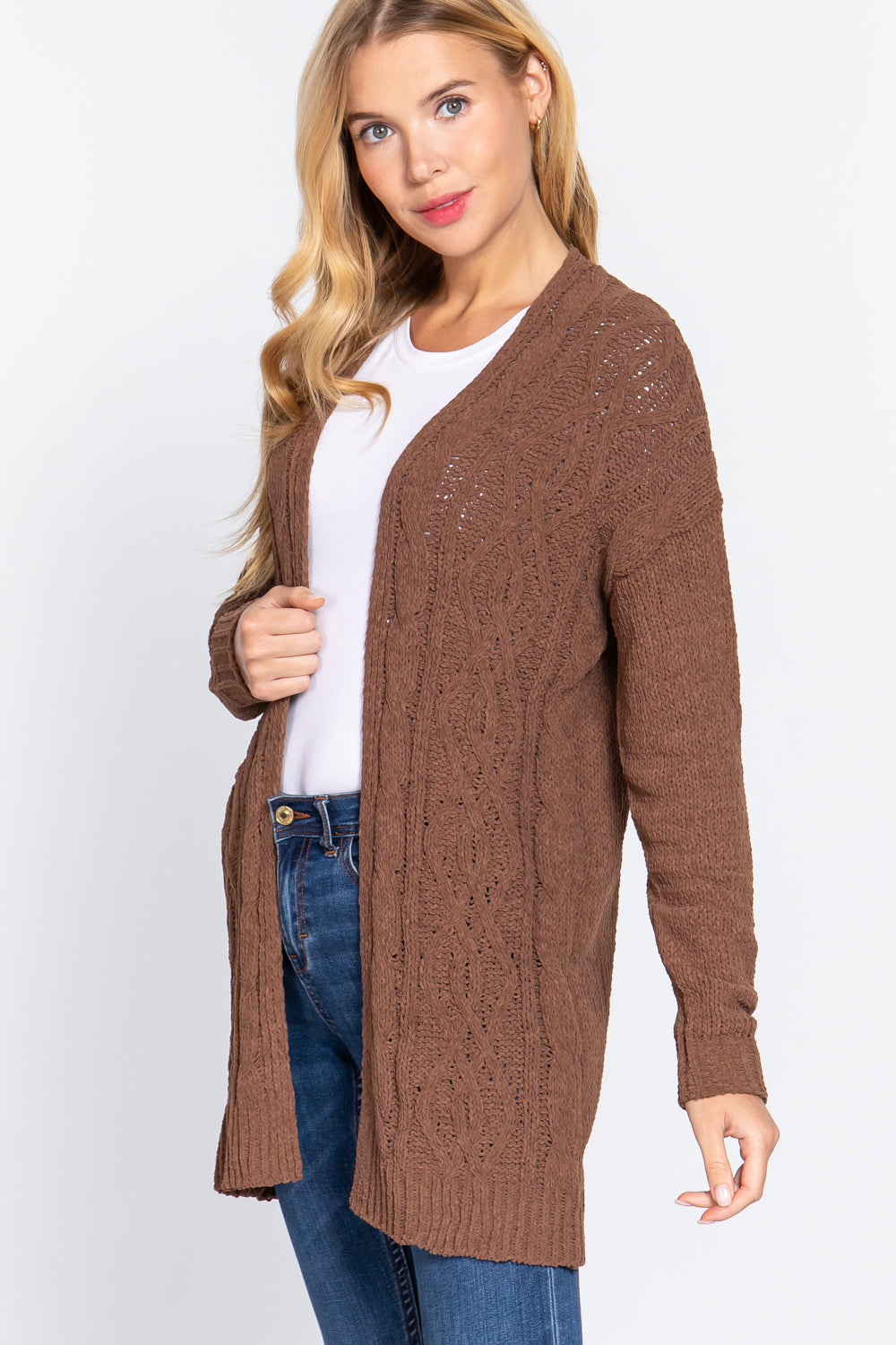 Brown Chenille Sweater Cardigan - Katherine Jean