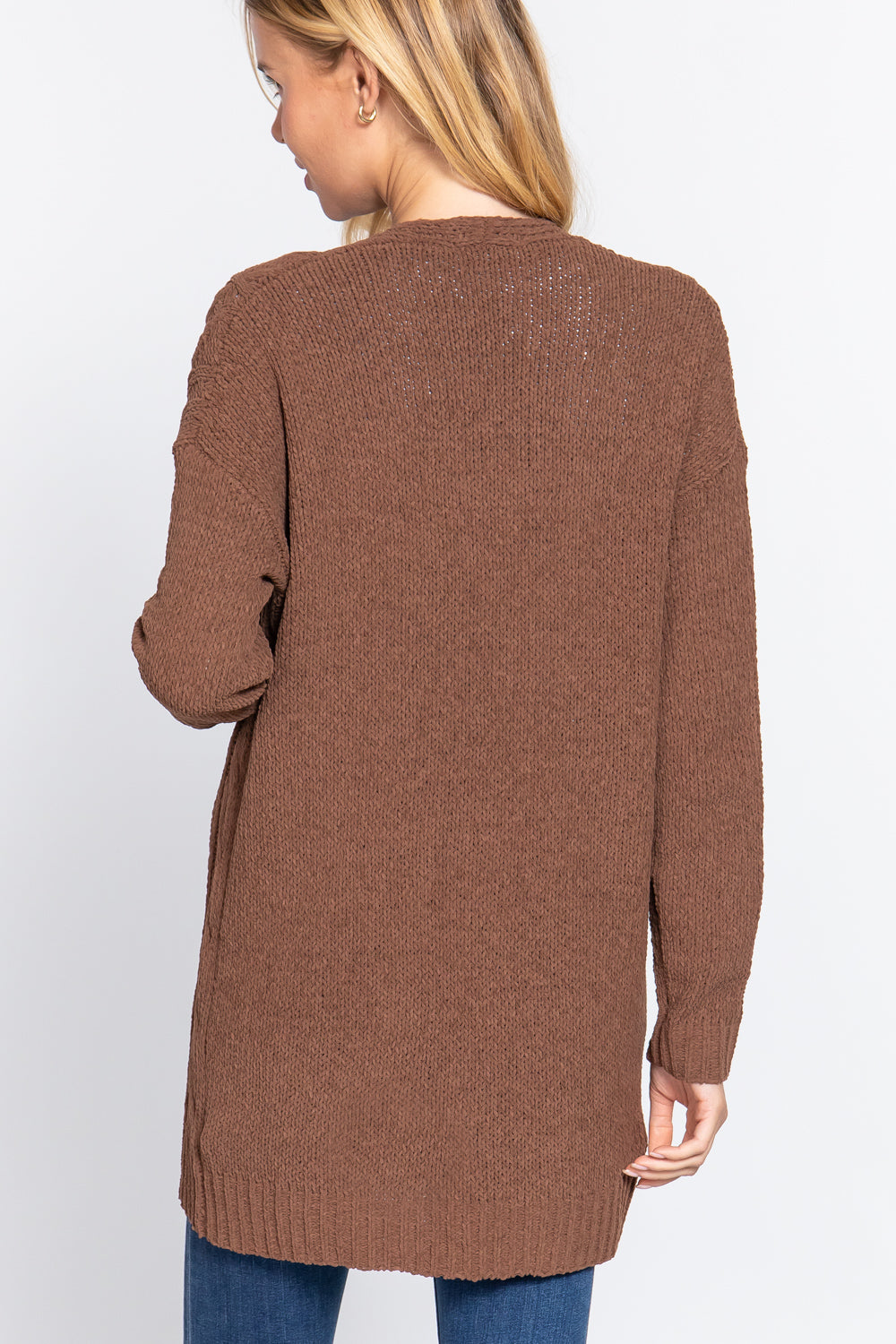 Brown Chenille Sweater Cardigan - Katherine Jean