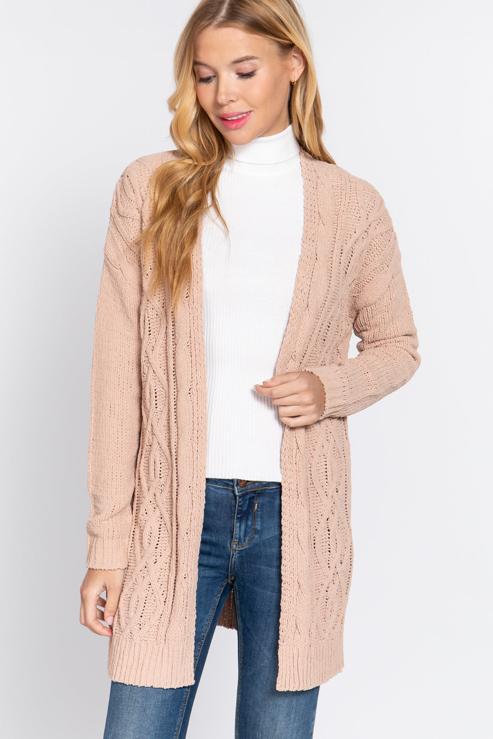 Salmon Chenille Sweater Cardigan - Katherine Jean