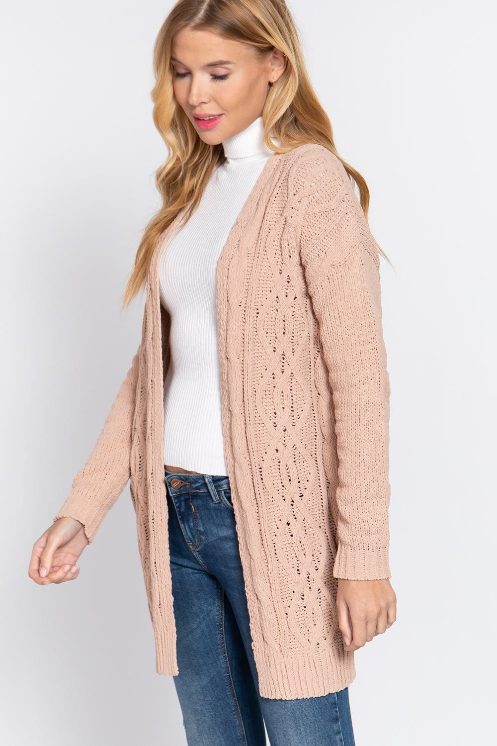 Salmon Chenille Sweater Cardigan - Katherine Jean