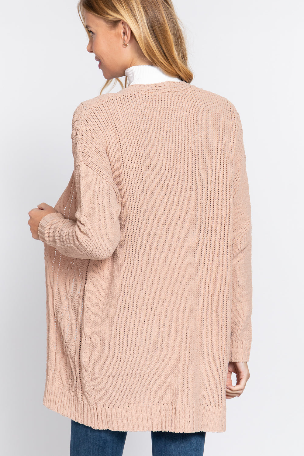 Salmon Chenille Sweater Cardigan - Katherine Jean