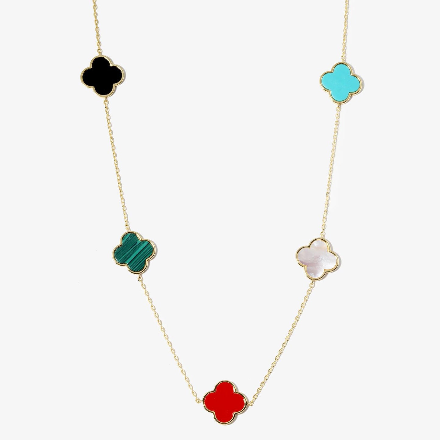 Clover Charm Station Necklace - Katherine Jean