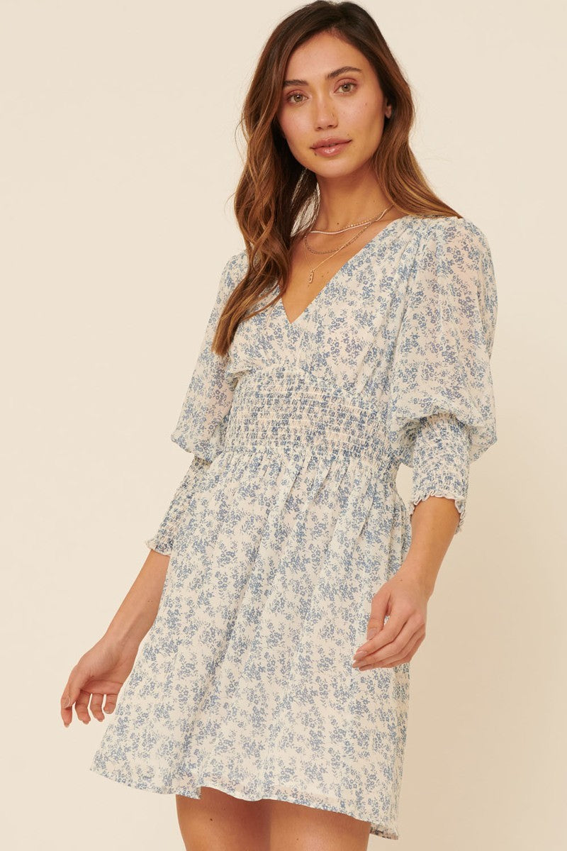 A Floral-print Chiffon Mini Dress - Katherine Jean