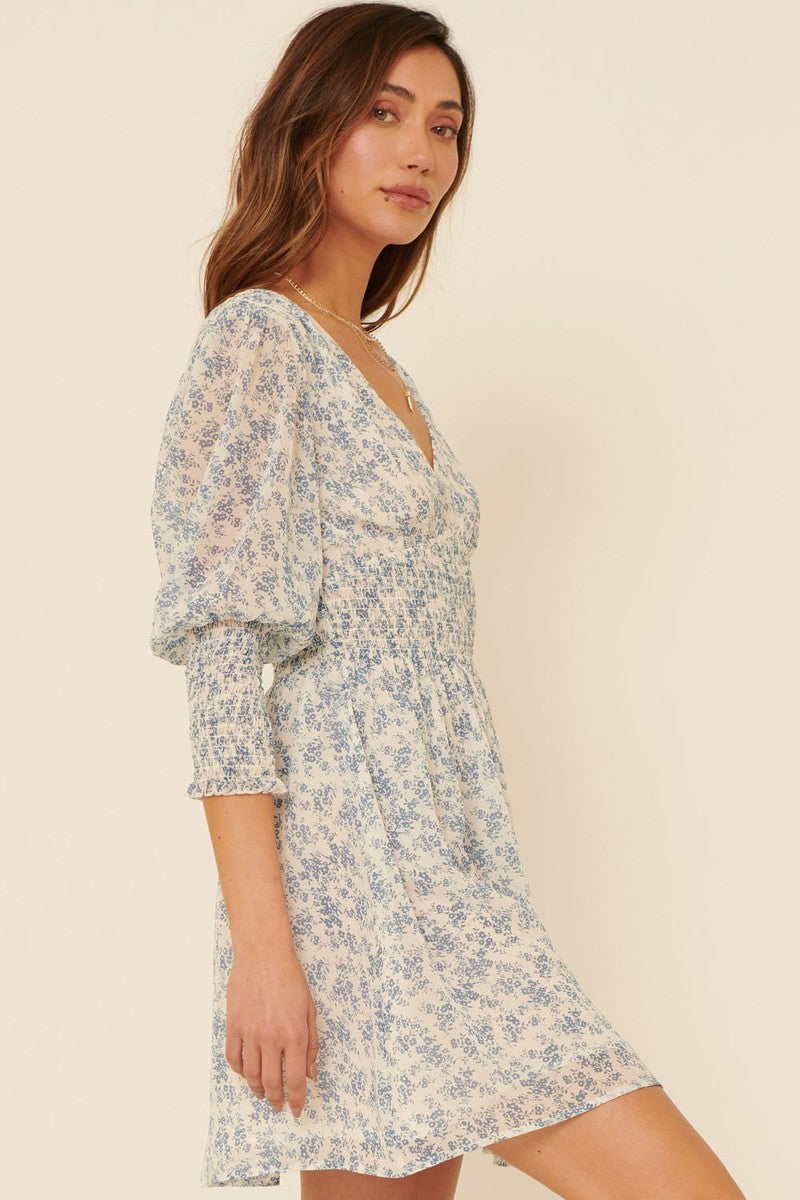 A Floral-print Chiffon Mini Dress - Katherine Jean