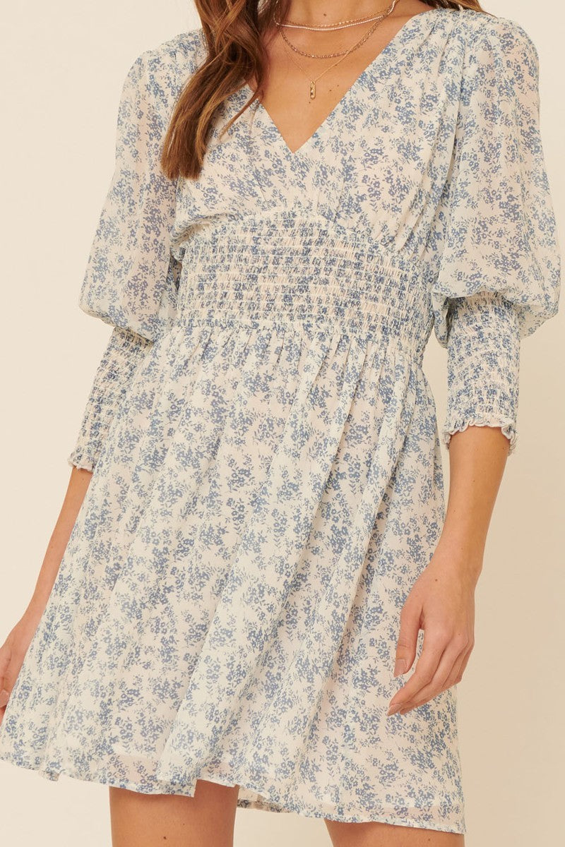 A Floral-print Chiffon Mini Dress - Katherine Jean