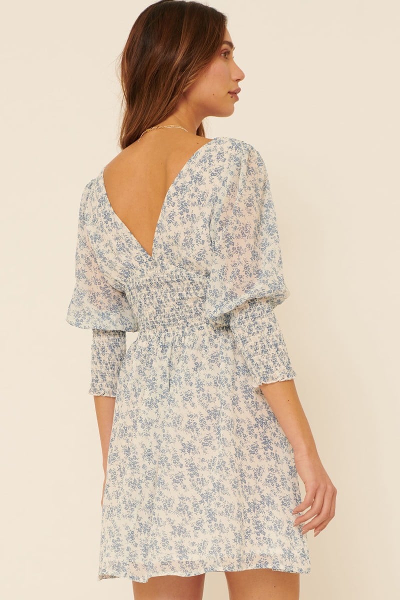 A Floral-print Chiffon Mini Dress - Katherine Jean