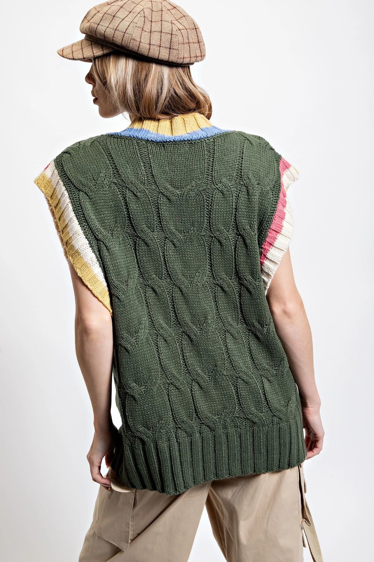 Multi Color Knitted Sweater Vest - Katherine Jean