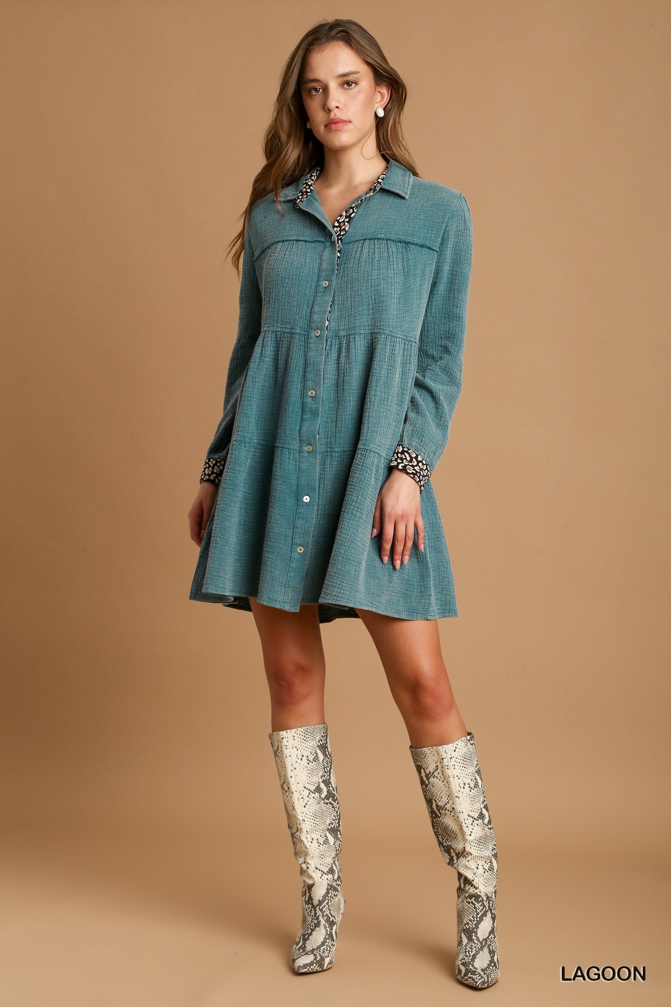 Lagoon Mineral Wash Cotton Gauze Tiered Dress - Katherine Jean