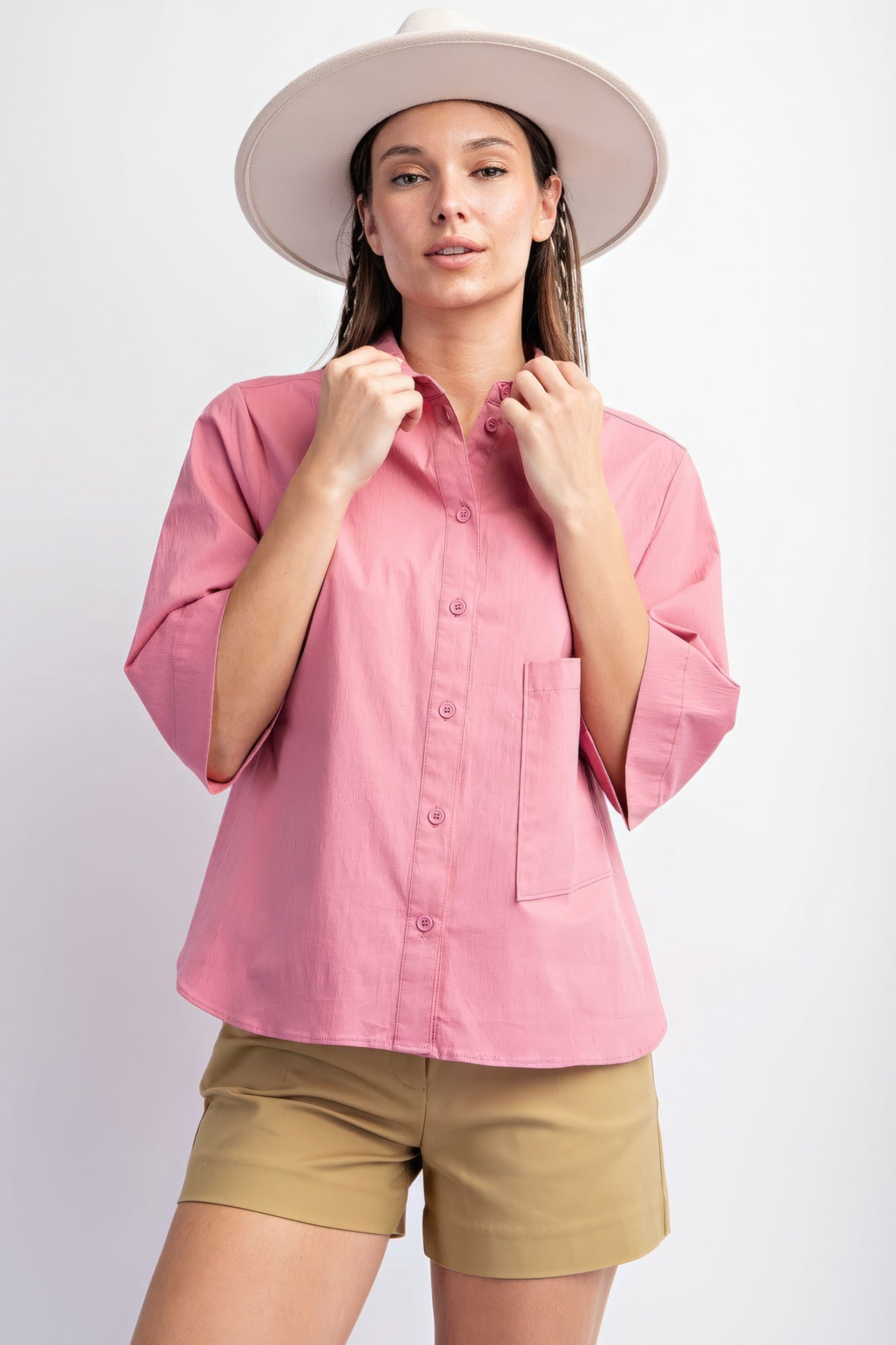 Mauve Poplin Button Down Shirt - Katherine Jean