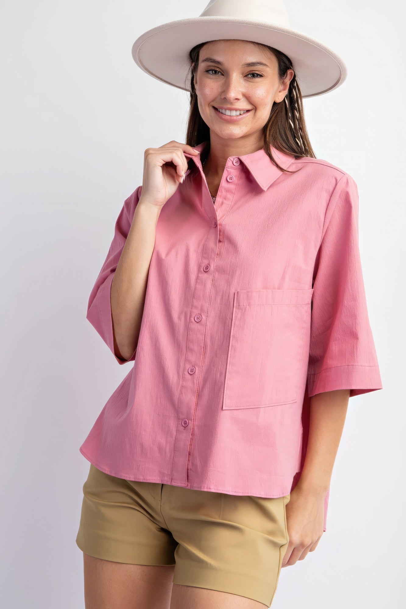 Mauve Poplin Button Down Shirt - Katherine Jean