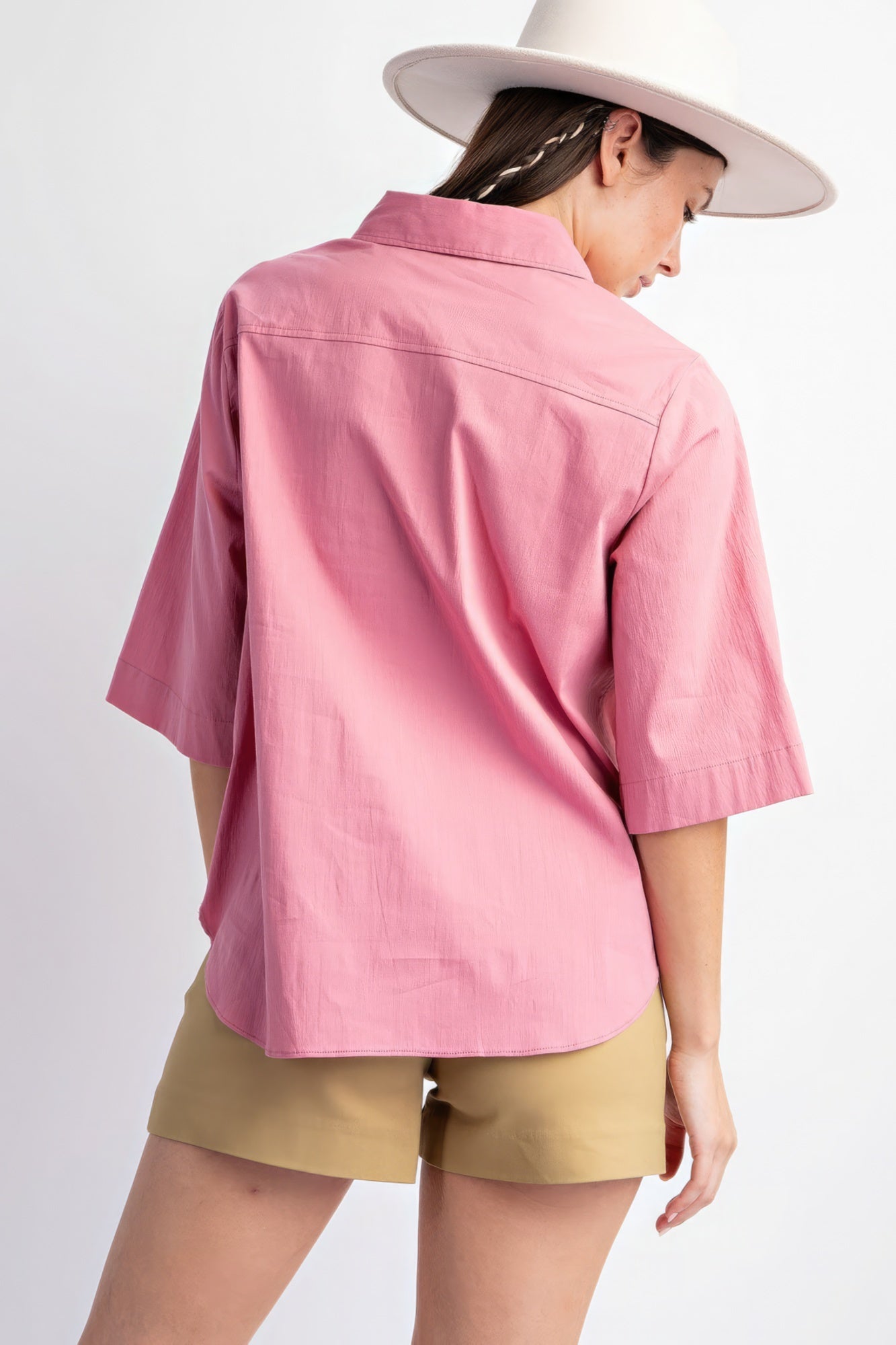 Mauve Poplin Button Down Shirt - Katherine Jean