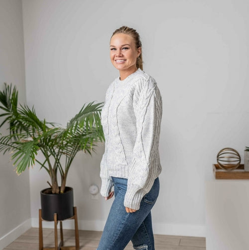 Cable Knit Balloon Sleeve Sweater - Katherine Jean