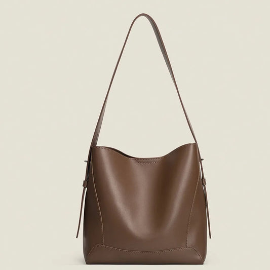 Brown Faux Leather Shopping Bag - Katherine Jean