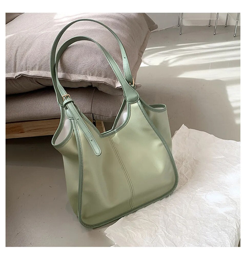 Green Carry All Large Faux Leather Tote - Katherine Jean