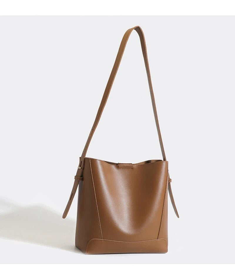 Caramel Faux Leather Shopping Bag - Katherine Jean