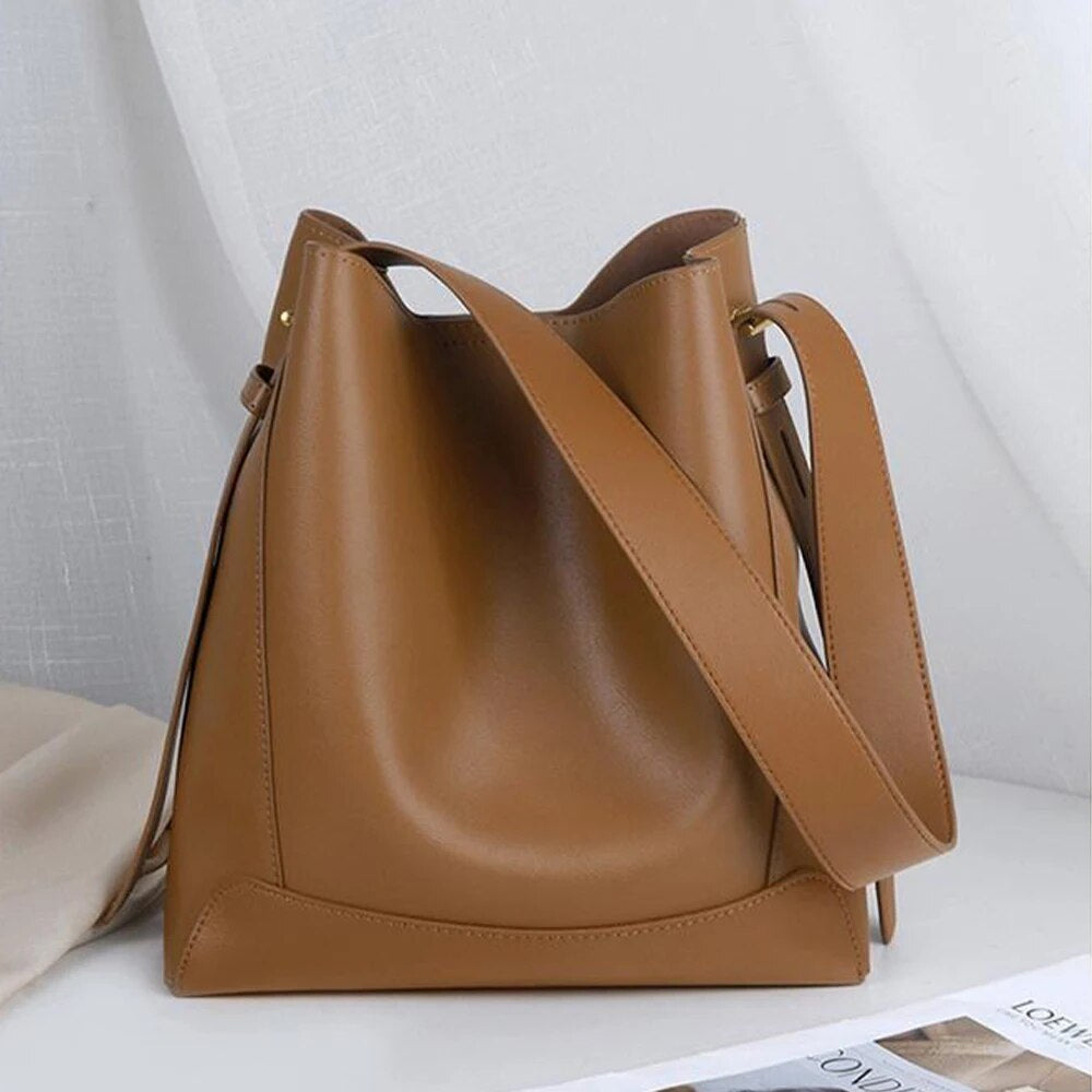 Caramel Faux Leather Shopping Bag - Katherine Jean