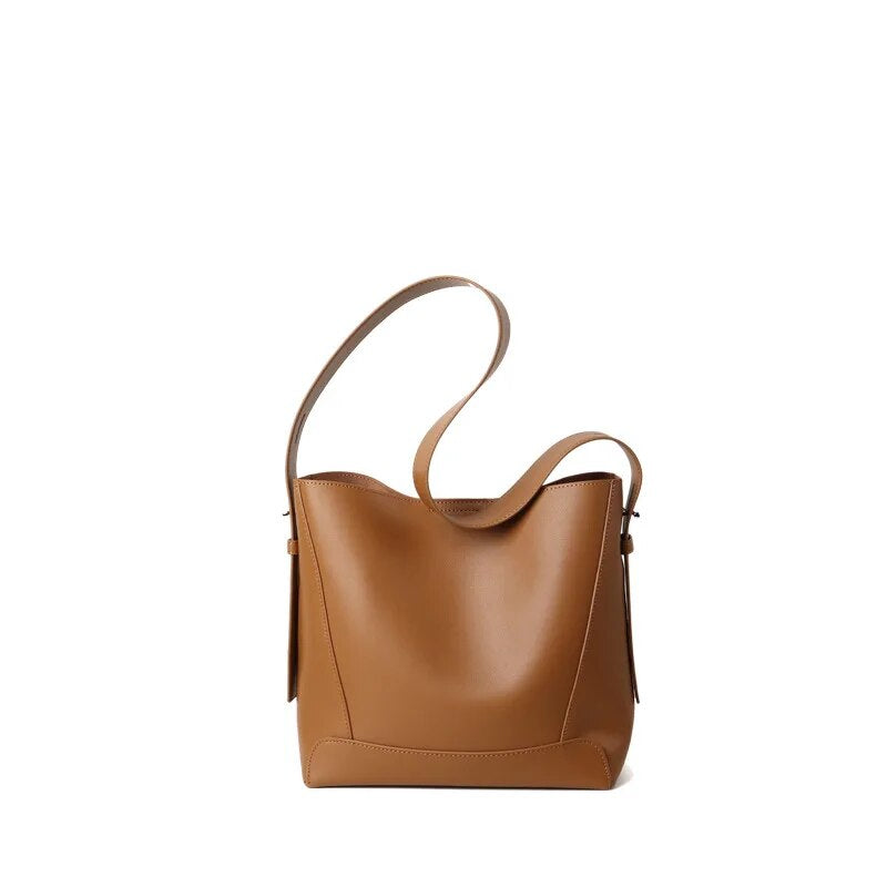 Caramel Faux Leather Shopping Bag - Katherine Jean