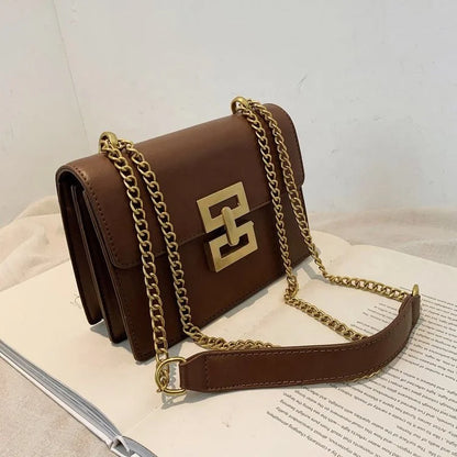 Brown Trendy Messenger Chain Sling Bag - Katherine Jean