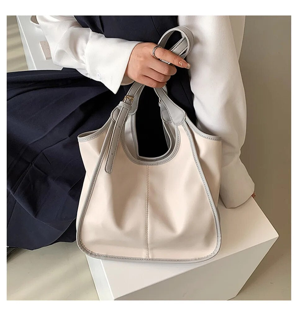 Cream Carry All Large Faux Leather Tote - Katherine Jean