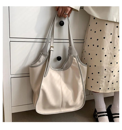 Cream Carry All Large Faux Leather Tote - Katherine Jean