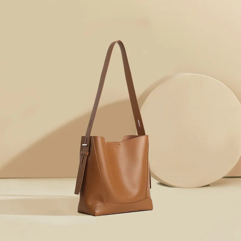 Caramel Faux Leather Shopping Bag - Katherine Jean