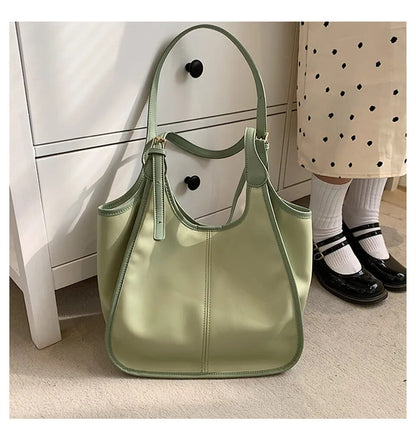 Green Carry All Large Faux Leather Tote - Katherine Jean