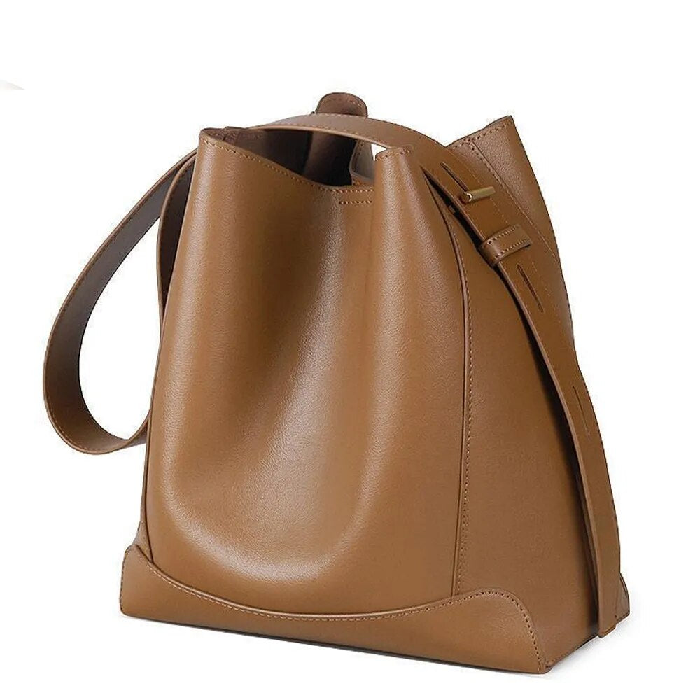 Caramel Faux Leather Shopping Bag - Katherine Jean