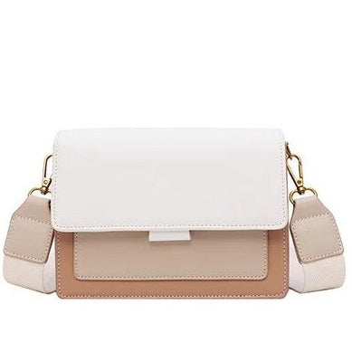 Khaki Faux Leather Multi Color Square Flap Bag - Katherine Jean