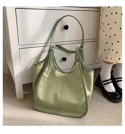 Green Carry All Large Faux Leather Tote - Katherine Jean