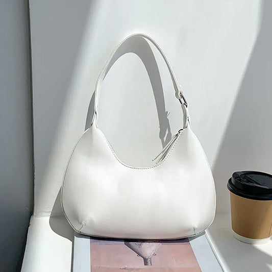 White Sleek Retro Shoulder Bag - Katherine Jean