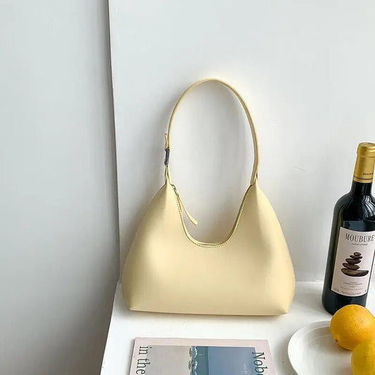 Light Yellow Sleek Retro Shoulder Bag - Katherine Jean