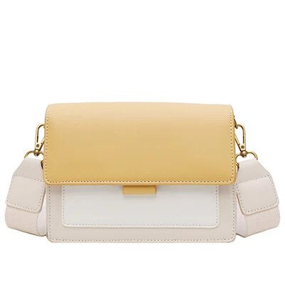 Yellow Faux Leather Multi Color Square Flap Bag - Katherine Jean